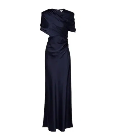 Stella Mccartney Caped Draped Gown In Blue
