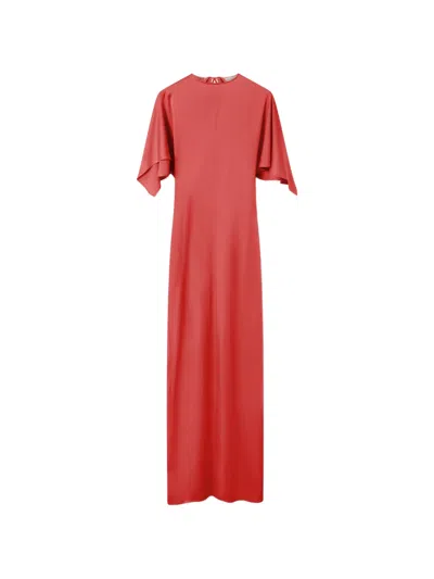 Stella Mccartney Cape-sleeve Open-back Maxi Dress In Red