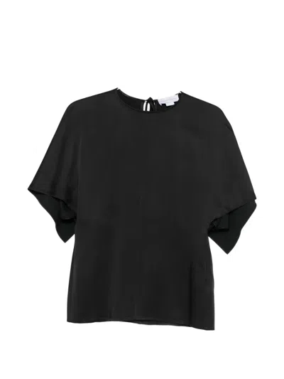 Stella Mccartney Cape-sleeve Tie-fastening Top In Black