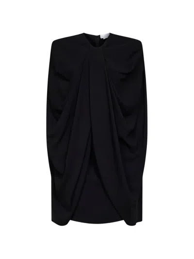 Stella Mccartney Black Stretch Viscose Cape Mini Dress In Multi
