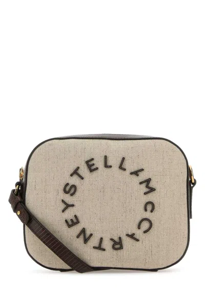 Stella Mccartney Logo Canvas Camera Crossbody Bag In Beige O Tan