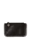 Stella Mccartney Minimalist Zip Cardholder With Contrasting Edge Stitching In Black