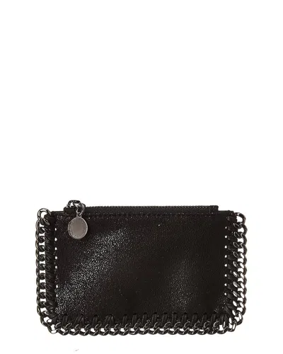 Stella Mccartney Minimalist Zip Cardholder With Contrasting Edge Stitching In Black