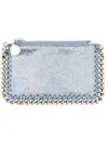 Stella Mccartney Chain Trimmed Metallic Card Holder In Blue