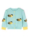 Stella Mccartney Light Blue Cardigan For Baby Girl With Bees In Light Blue