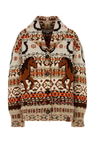 Stella Mccartney Embroidered Wool Fair Isle Oversize Cardigan In Animal Print