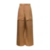 Stella Mccartney Wide Leg Nylon Blend Silk Cargo Trousers In Brown