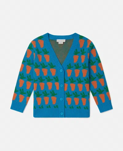 Stella Mccartney Carrot Graphic Knitted Cardigan In Blue