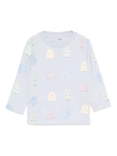 Stella Mccartney Babies' Cartoon-print Long-sleeve T-shirt In Blue