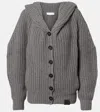 Stella Mccartney Hooded Ribbed Recycled-cashmere And Wool-blend Cardigan In Gray