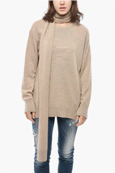 STELLA MCCARTNEY CASHMERE BLEND CREW-NECK SWEATER FEATURING AN INTEGRATED SCA