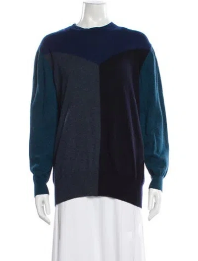 Pre-owned Stella Mccartney Cashmere Colorblock Pattern Sweater In Blue