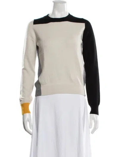 Pre-owned Stella Mccartney Cashmere Colorblock Pattern Sweater In White
