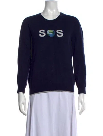 Pre-owned Stella Mccartney Cashmere Graphic Print Sweater In Blue