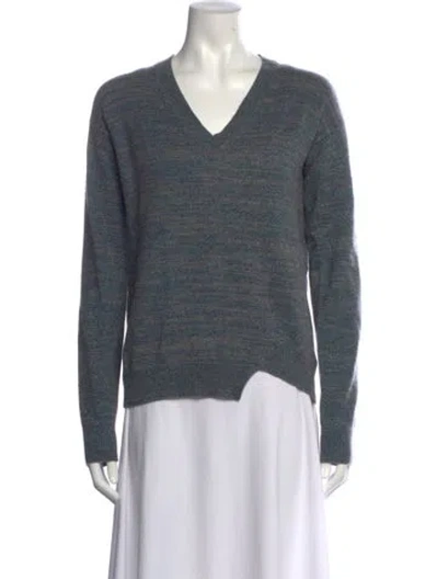 Pre-owned Stella Mccartney Cashmere V-neck Sweater In Blue/metallic