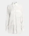 Stella Mccartney Cat Burnout Button Down Silk Blouse In White