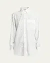 Stella Mccartney Cat Burnout Button Down Silk Blouse