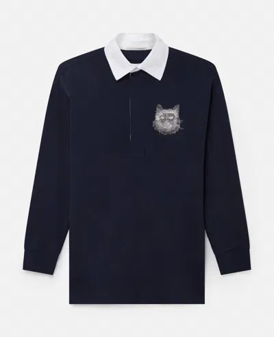 Stella Mccartney Cat-embroidered Sweatshirt Dress In Deep Navy