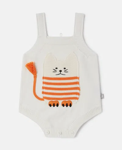 Stella Mccartney Cotton Intarsia Knit Bodysuit In White