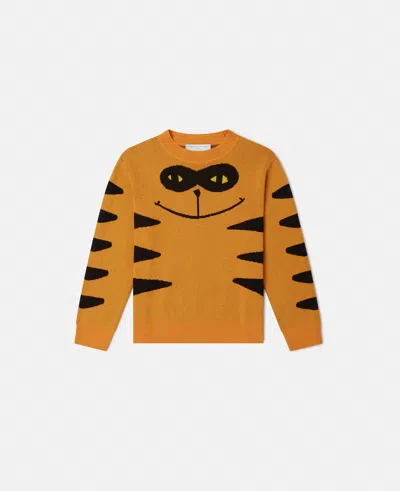 Stella Mccartney Cat Graphic Knitted Sweater In Orange