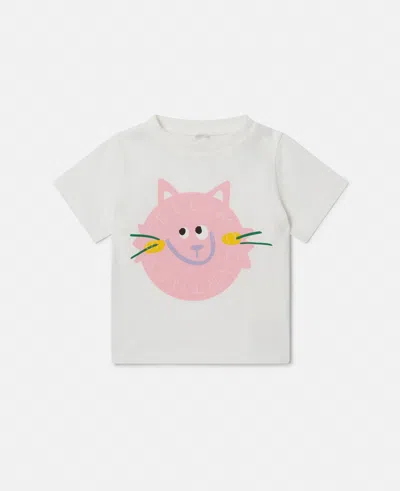 Stella Mccartney Cat Graphic T-shirt In Cream