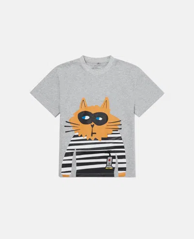 Stella Mccartney Cat Graphic T-shirt In Grey