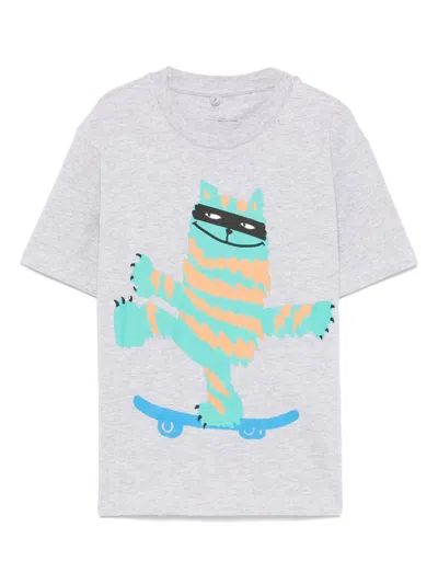 Stella Mccartney Kids' Cat Graphic T-shirt In Grey