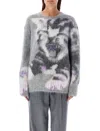Stella Mccartney Cat Intarsia Sweater In Grey Multi