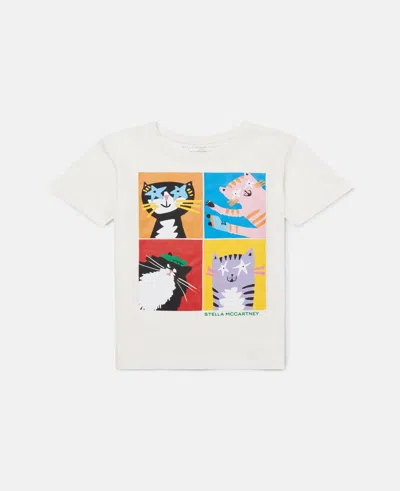 Stella Mccartney Cats Graphic T-shirt In Cream