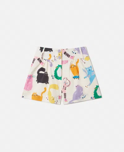 Stella Mccartney Cats Print Shorts In Cream
