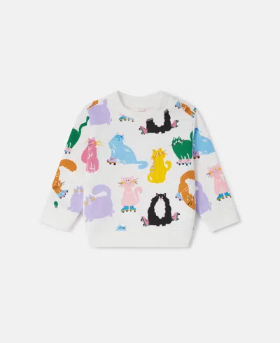 Stella Mccartney Cats Print Sweatshirt In Cream