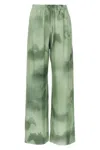 Stella Mccartney All-over Print Silk Pants With High Waist In Green