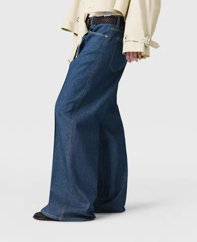 Stella Mccartney Center-pleat Denim Tailored Pants In Blue