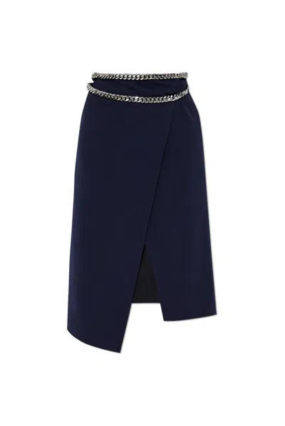 Stella Mccartney Falabella Chain Asymmetric Midi Skirt In Blue