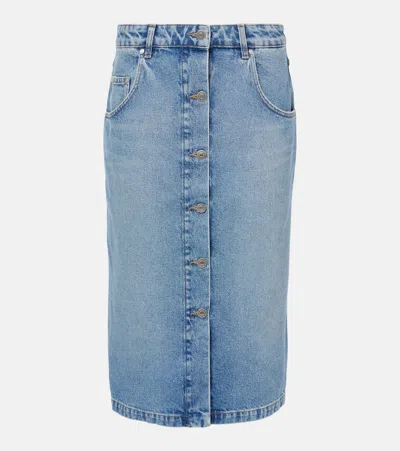 Stella Mccartney Chain-detail Denim Midi Skirt In Blue