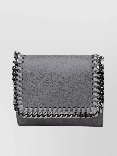 Stella Mccartney Chain Detail Fold-over Top Textured Finish In Gray
