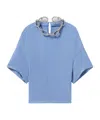 Stella Mccartney Crystal Chain Short-sleeve Top In Blue