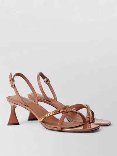 Stella Mccartney Chain Detail Square Toe Sling Back Sandals In Brown