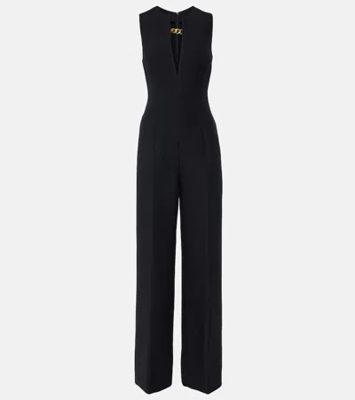 Stella Mccartney Chain-detail Wool And Silk Jumpsuit In Black
