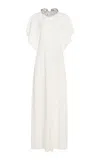 Stella Mccartney Chain-embellished Crepe Gown In White