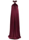 Stella Mccartney Chain-embellished Satin-crepe Gown In Burgundy