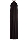 Stella Mccartney Chain-embellished Satin Jumpsuit In Chocolate