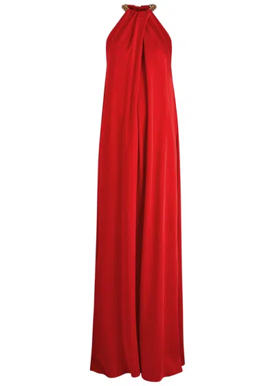 Stella Mccartney Chain-embellished Satin Gown In Red