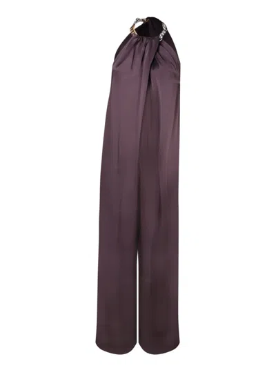 Stella Mccartney Chain Halterneck Satin Jumpsuit In Brown