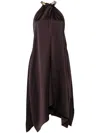 Stella Mccartney Satin Midi Dress With Chain Detail In Neutrals