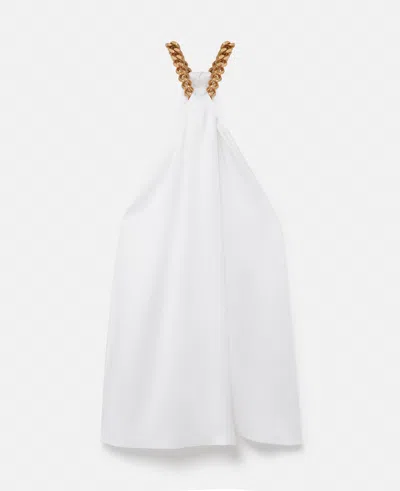 Stella Mccartney Chain Halterneck Satin Top In Pure White