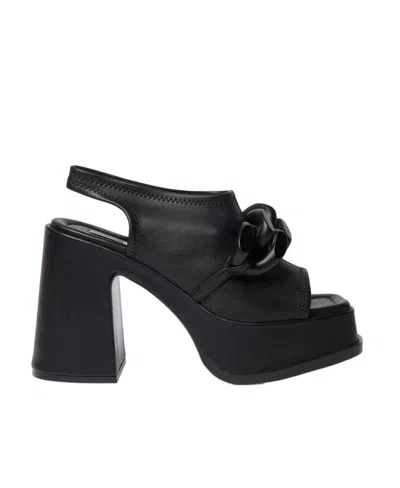 Stella Mccartney Chain-link 125mm Block Heel Sandals In Black