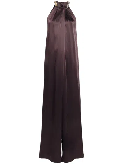 Stella Mccartney Sphere Embellished Jumpsuit Halterneck Wide Leg In Brown
