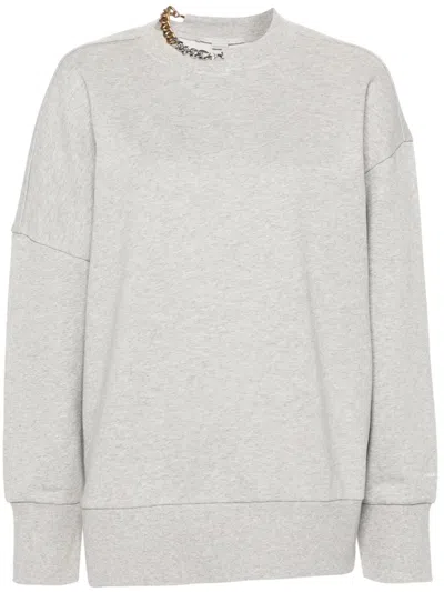 Stella Mccartney Crewneck Organic Cotton Sweatshirt With Chain. In Gray