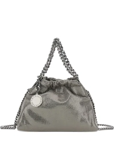 Stella Mccartney Falabella Mini Drawstring Bag Eco Shiny In Gray